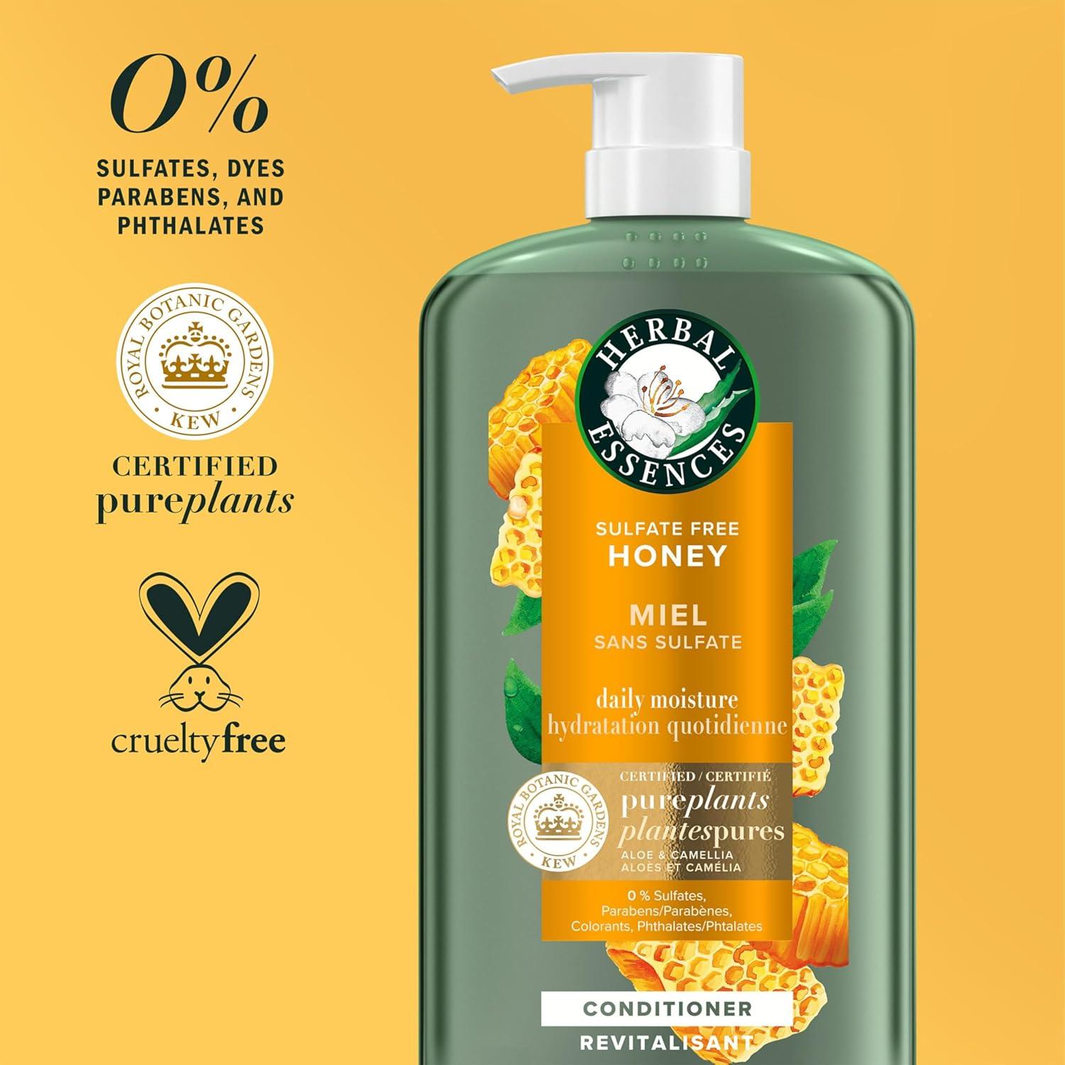image:imageHerbal Essences Sulfate Free Shampoo with Honey for Daily Moisture Nourishes Dry Hair Moisturizing Shampoo with Certified Camellia Oil and Aloe Vera Lightweight For All Hair Types 338ozHoney Conditioner