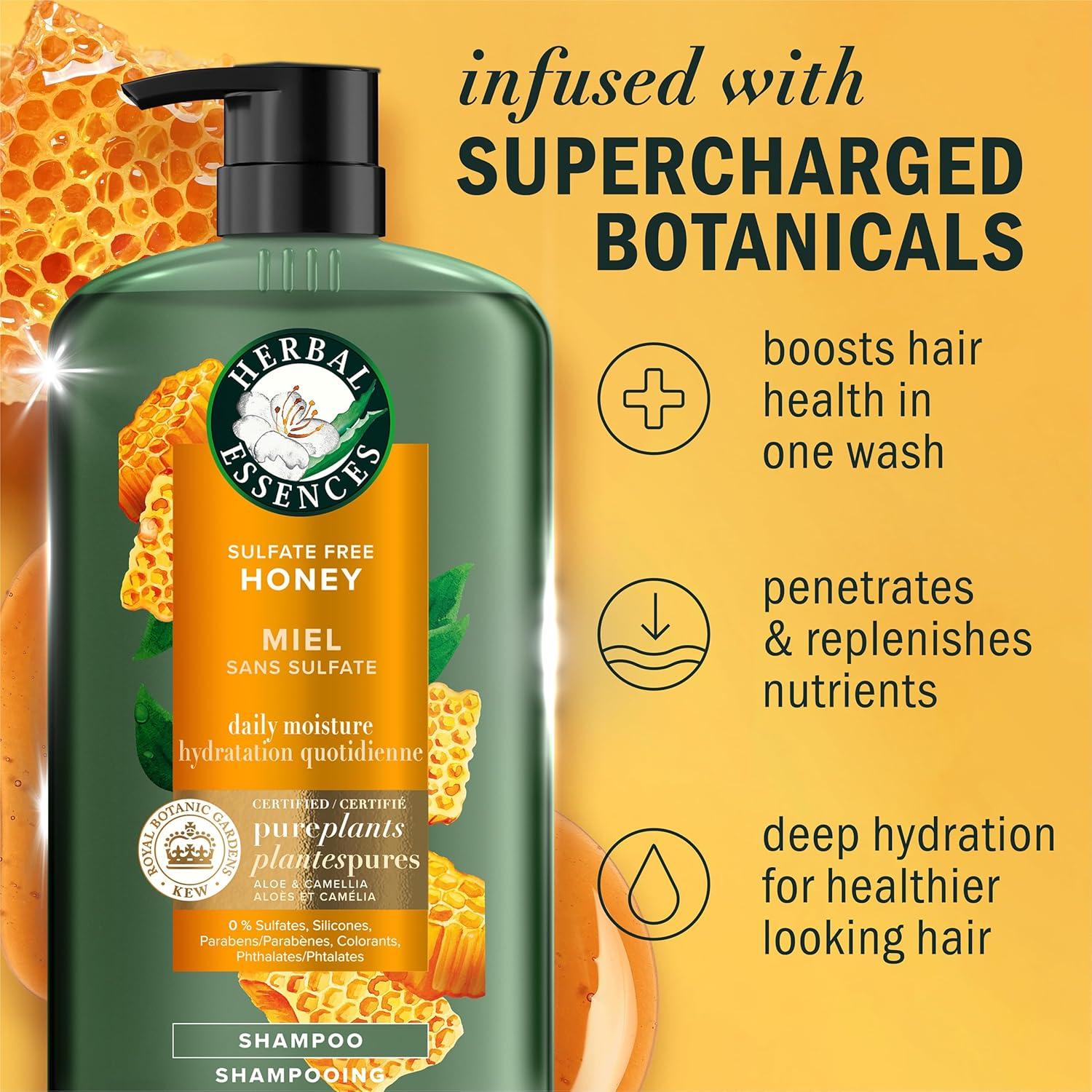 image:imageHerbal Essences Sulfate Free Shampoo with Honey for Daily Moisture Nourishes Dry Hair Moisturizing Shampoo with Certified Camellia Oil and Aloe Vera Lightweight For All Hair Types 338ozHoney Shampoo